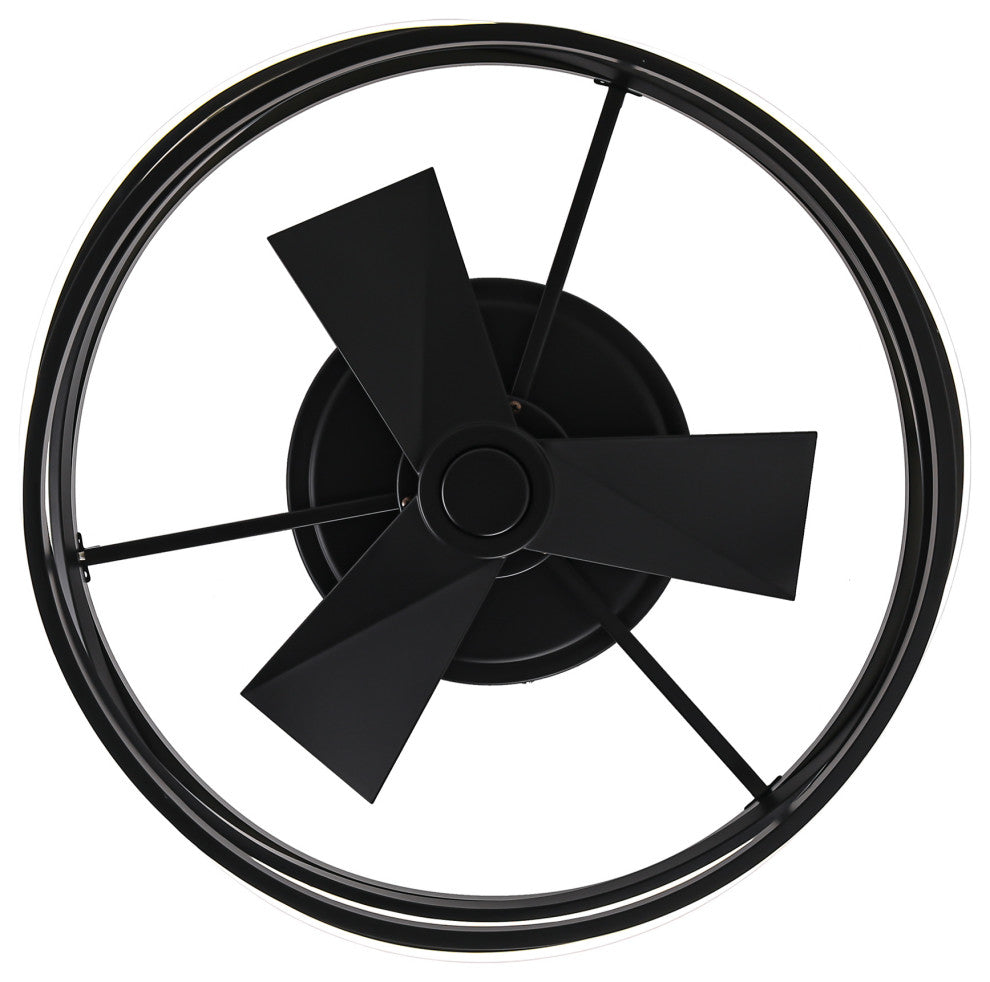 19.68 inch Small Flush Mount Ceiling Fan with Light and Remote, Matte Black