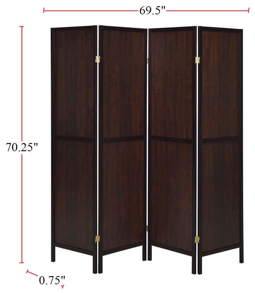 4-Panel Folding Screen, Tobacco And Cappuccino
