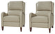 Genuine Leather Recliner With Nailhead Trim Set of 2, Beige