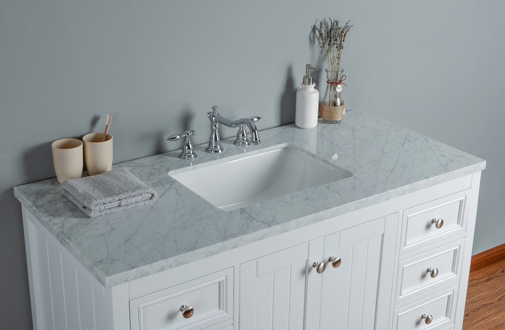 Stufurhome New Yorker Bathroom Vanity, White, 48"