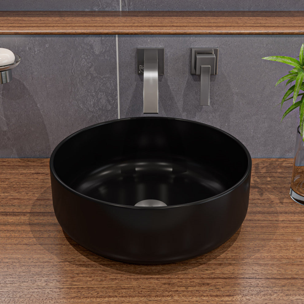 Alfi Brand Abc907-Bm Black Matte 15" Round Above Mount Ceramic Sink