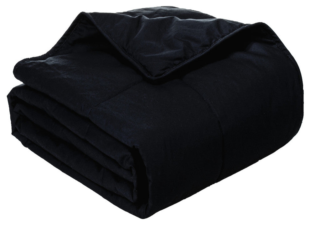 Cottonpure 100% Sustainable Cotton Filled Blanket, Black, King