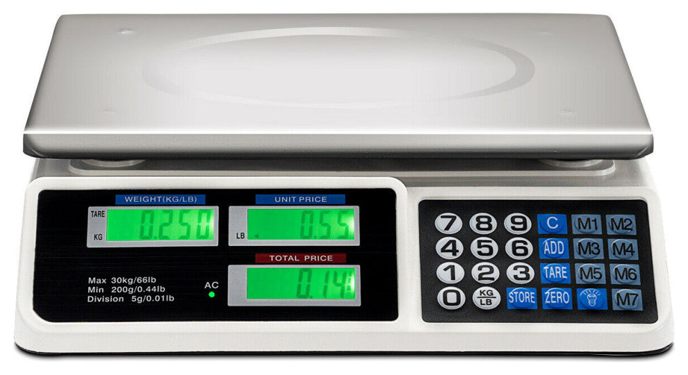 66Lbs Digital Weight Scale Price Computing Retail Count Scale Food Meat Scales