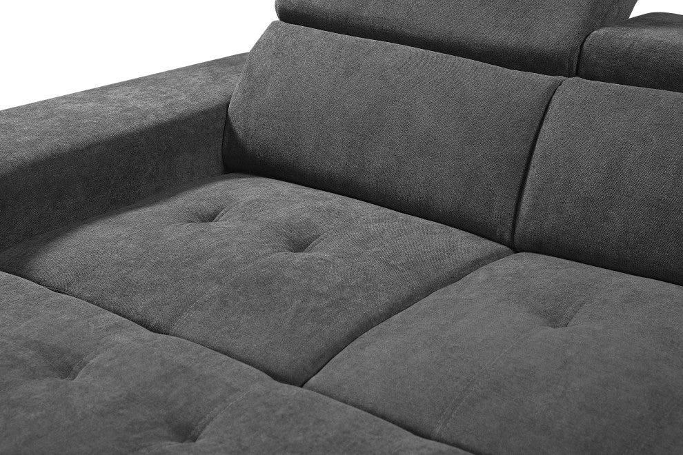 Henrik Gray Sleeper Sectional Sofa With Storage Ottoman and 2 Stools, Light Gray