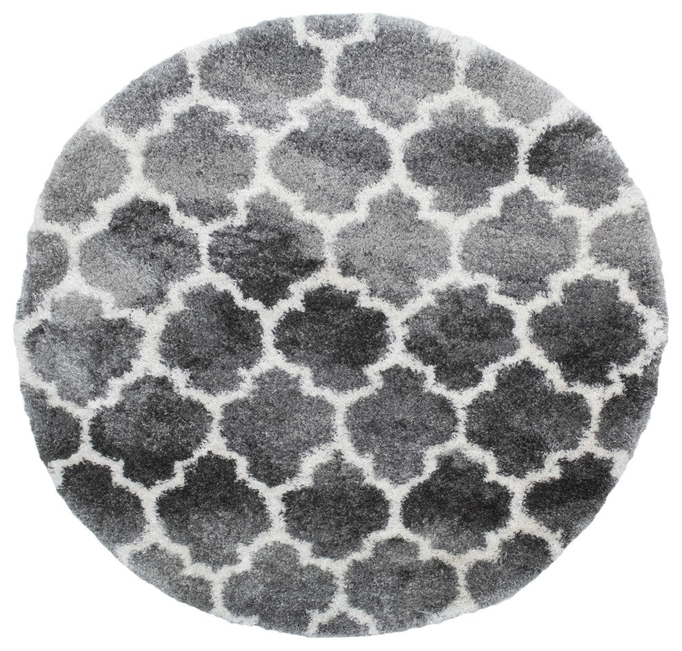 Noori Rug Shag Ava Grey/Ivory Round Rug
