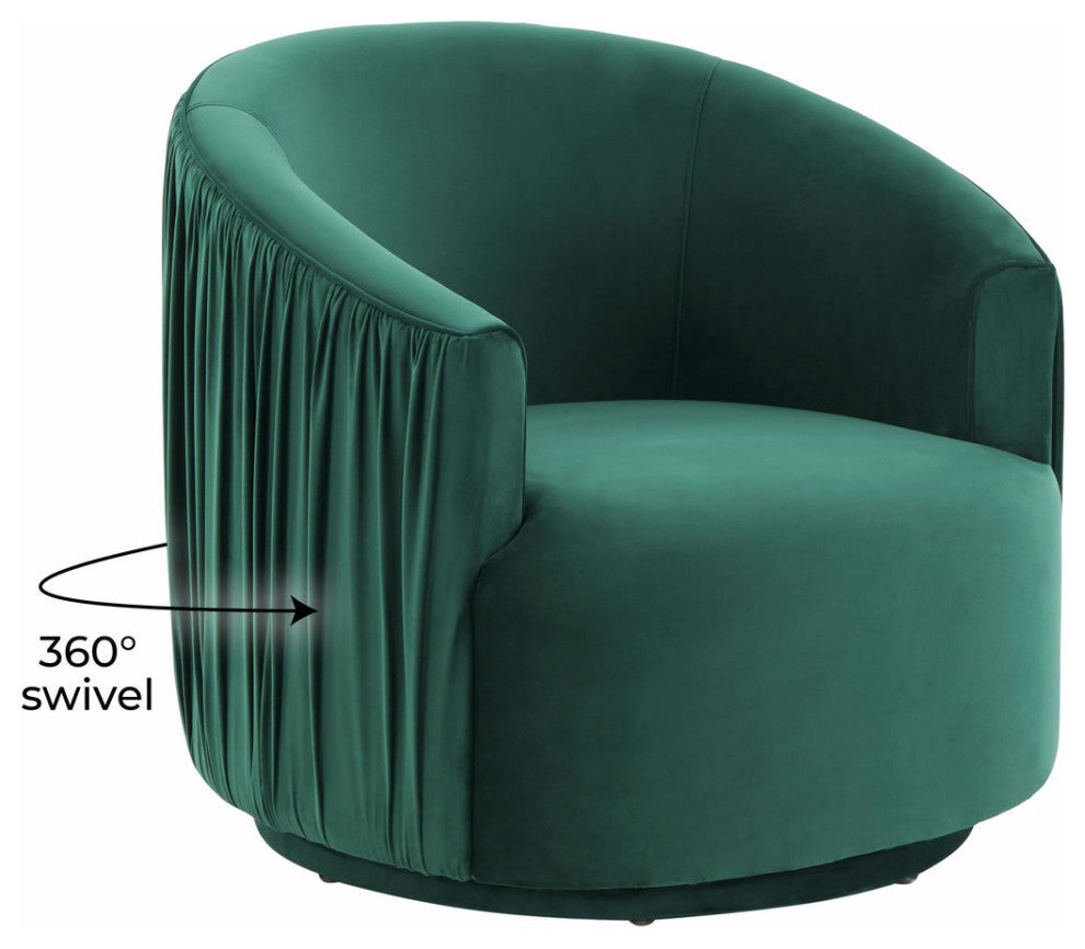 TOV Furniture London Forest Green Pleated Swivel Chair