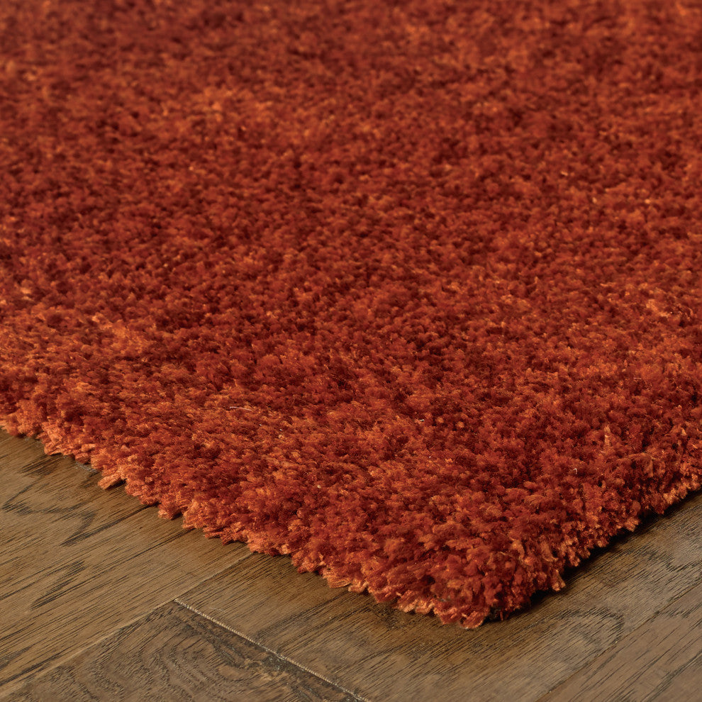 Hailey Heathered Red Hand-Crafted Area Rug, 8'x11'
