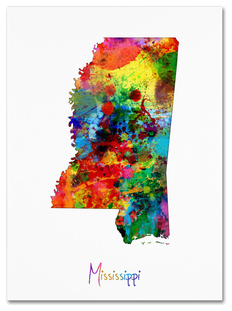 "Mississippi Map" Canvas Art by Michael Tompsett