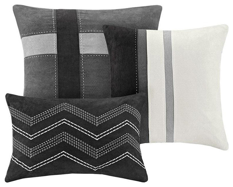 Madison Park Palisades Palizzate Suede 7-Piece Comforter Set, Black, Queen