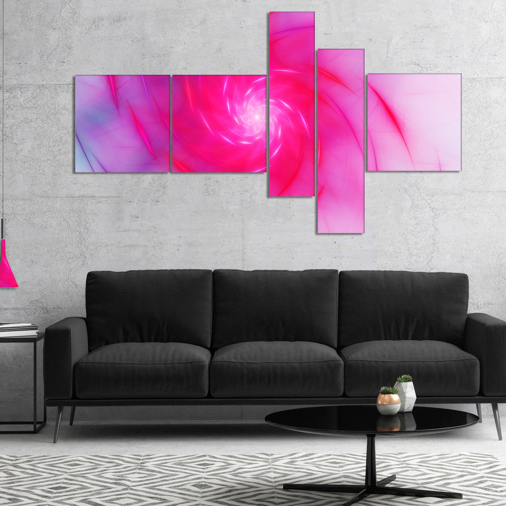 Beautiful Fractal Pink Whirlpool, Floral Canvas Art Print, 60"x32", 5 panels