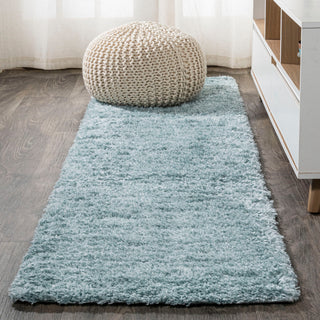 Groovy Solid Shag Rug, Turquoise, 2'x10'