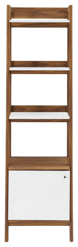 Bookcase Book Shelf Rack, Wood, Brown Walnut White, Modern, Lounge Hospitality