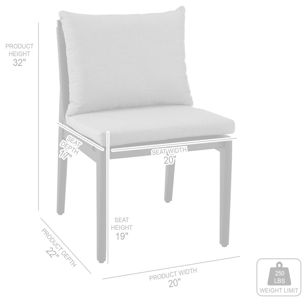 Cayman Outdoor Patio Dining Chairs in Aluminum with Gray Cushions - Set of 2
