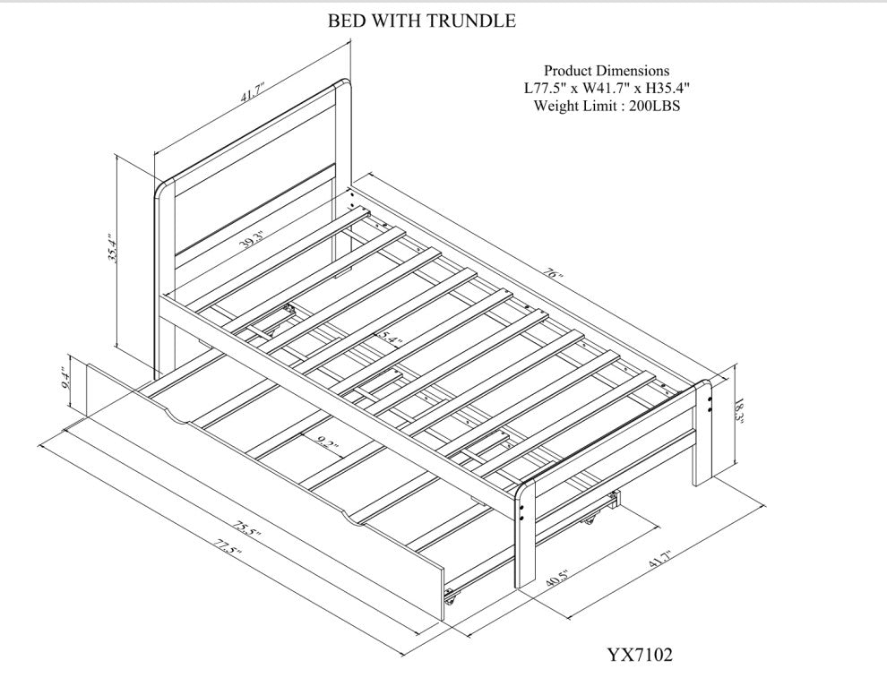 Gewnee Modern Design Twin Size Platform Bed Frame with Trundle