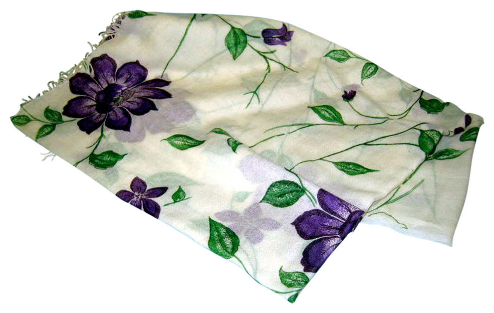 Floral Wool Gauze Throw, Lilac