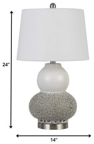 Set of Two 24" Silver Metal Two Light Desk Table Lamps With White Globe Shade