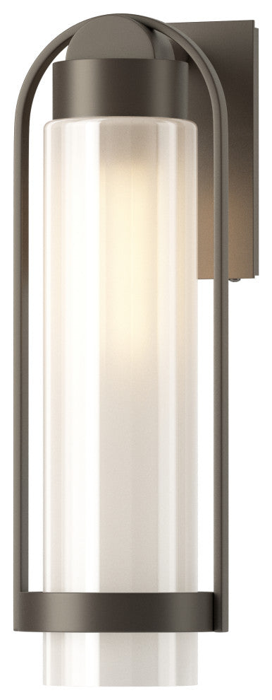 Alcove Medium Outdoor Sconce Coastal Dark Smoke Finish, Frosted Glass