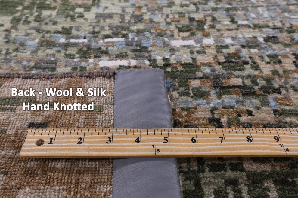 Modern Hand Knotted Wool and Silk Rug 10' 0" X 14' 3" Q8860
