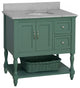Beverly 36" Bathroom Vanity, Sage Green, Carrara Marble