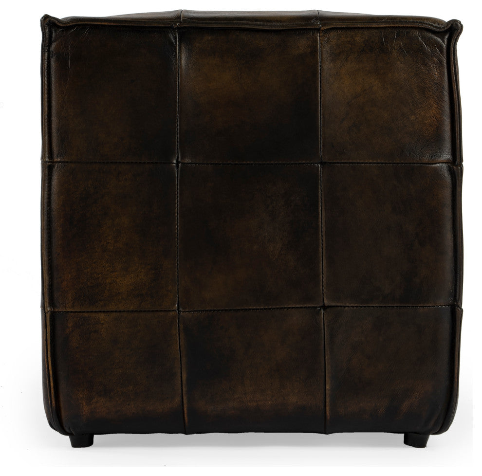 Butler Leon Dark Brown Leather Ottoman