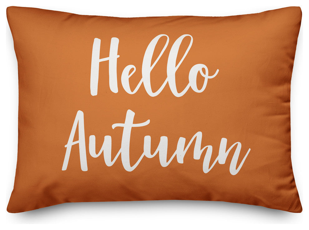 Hello Autumn Lumbar Pillow, Orange, 14"x20"