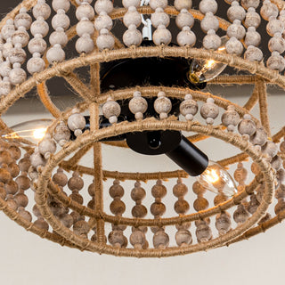 15.75-in Cicle Wood Beads Rustic Chandelier