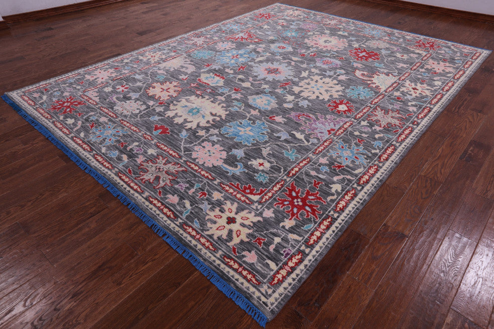 Turkish Oushak Handmade Wool Rug 8' 11" X 11' 11" - Q15661