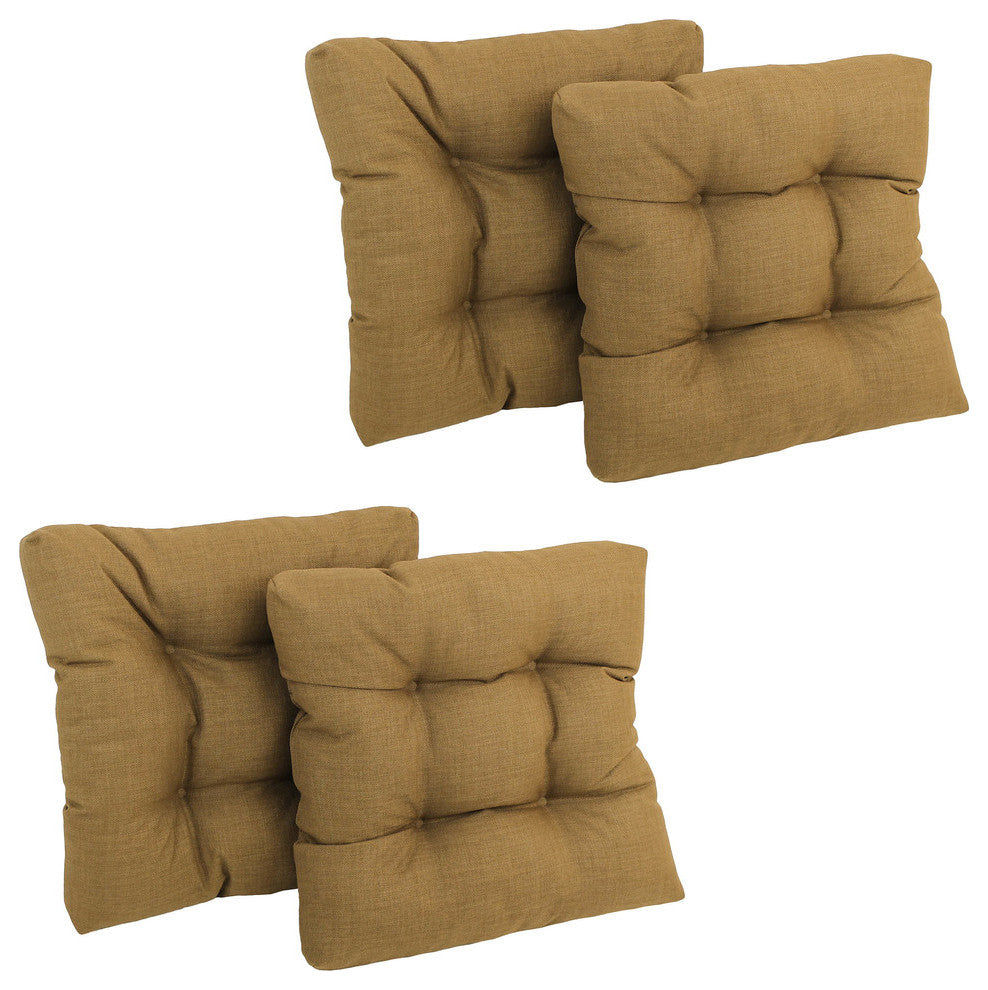 19" Squared Spun Polyester Tufted Dining Chair Cushion, Set of 4, Wheat