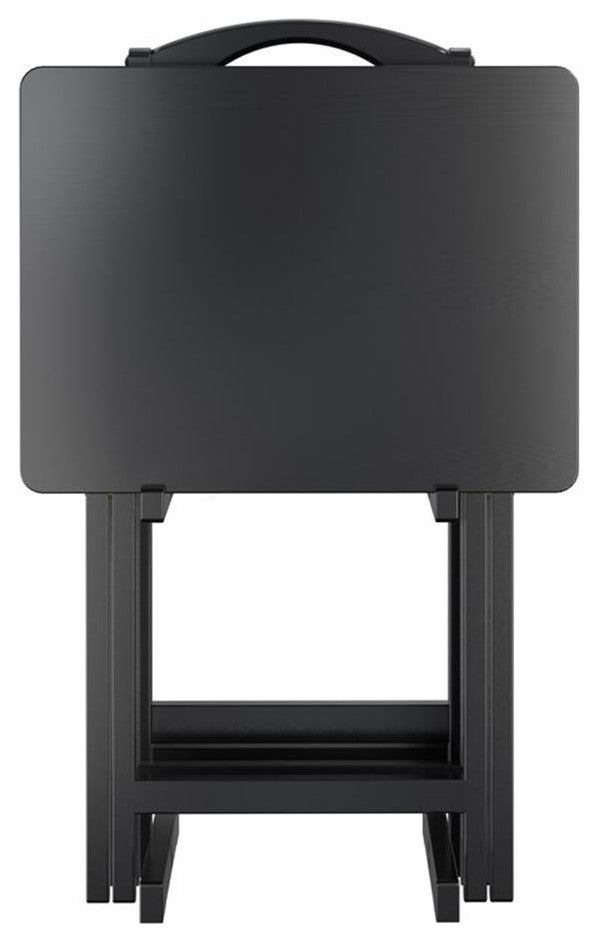 Winsome Alex 5-Piece Transitional Solid Wood TV Table with Stand in Black