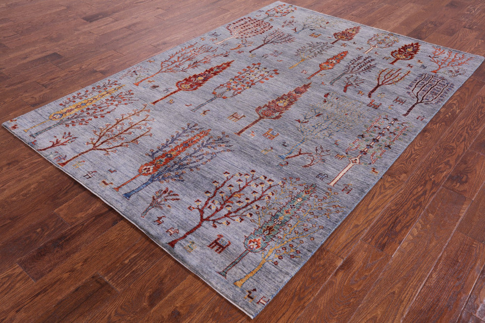 Hand Knotted Tribal Persian Gabbeh Wool Rug 5' 5" X 7' 8" Q5658