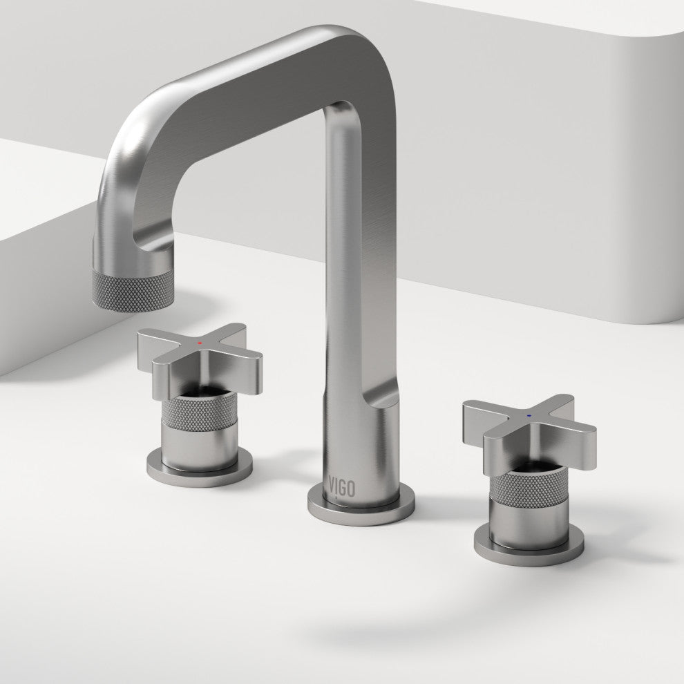 VIGO Wythe 9" H 2-Handle Widespread Bathroom Faucet, Brushed Nickel