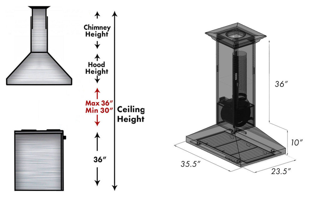 ZLINE 36" Designer Series Oil-Rubbed Bronze Island Mount Range Hood