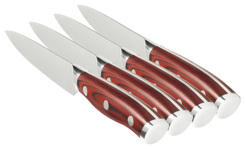 Ergo Chef Crimson 4-Piece Steak Knife Set, Red G10 Handle