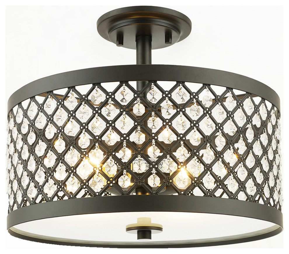 WAREHOUSE OF TIFFANY'S XL6010-3SF Shexel 15 in. 3-Light Indoor Bronze Finish