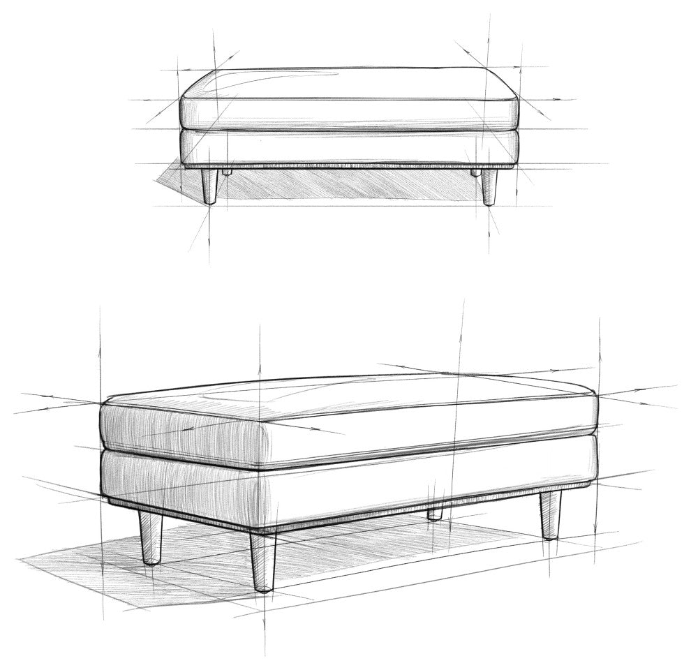 Morrison Large Rectangular Ottoman, Charcoal Grey, 49"