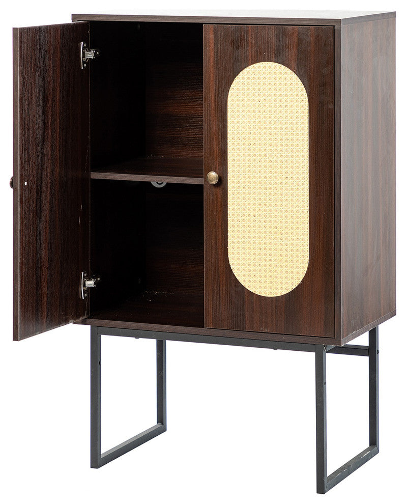 Wood Double Door Accent Cabinet with Interior Shelves , Espresso, 26'' X 15''