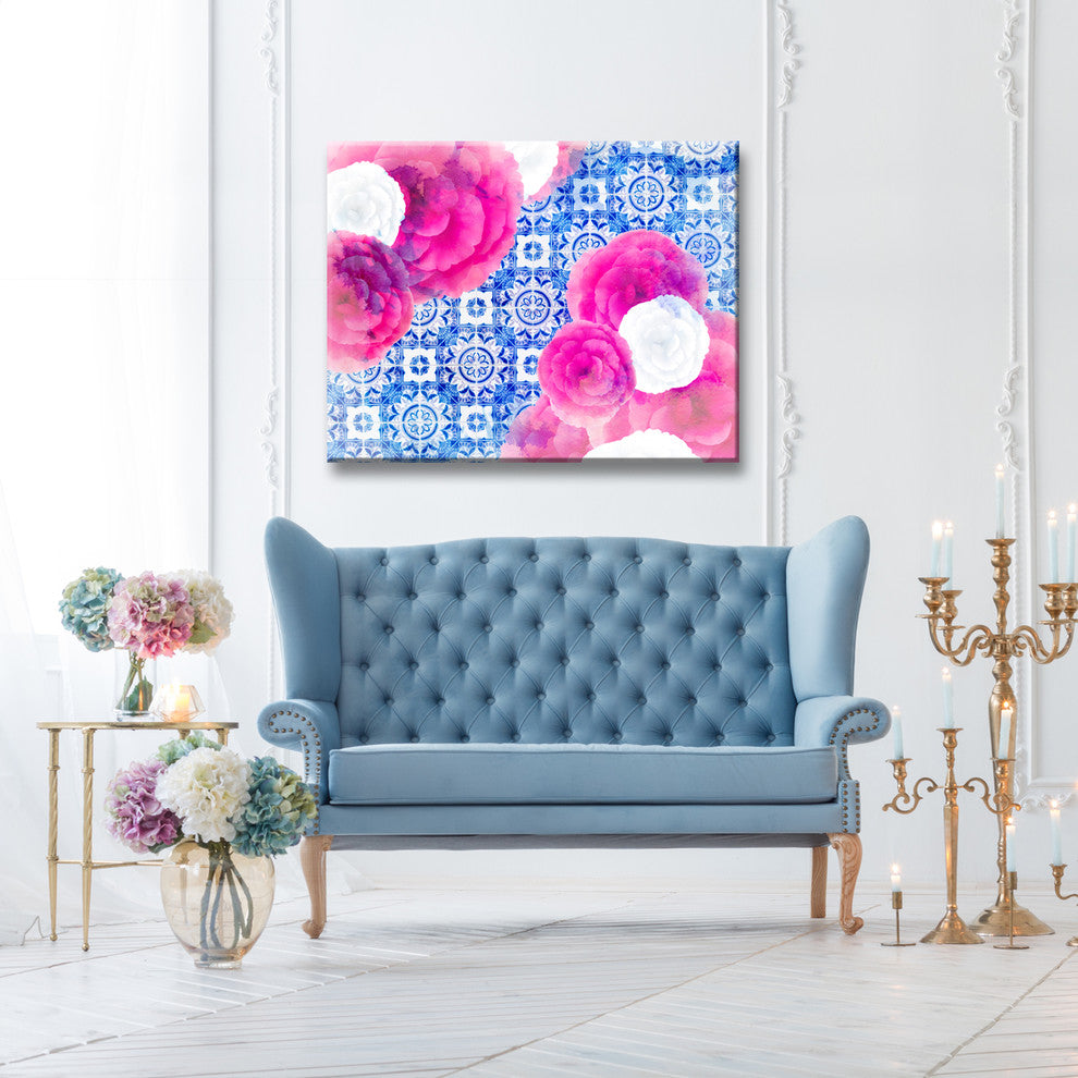 Ready2HangArt ''Tiles and Flowers'' Gallery Wrapped Canvas Art, 20 in.