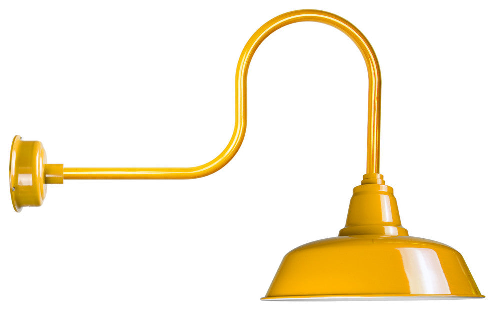 10" Farmhouse LED Sconce Light With Industrial Arm, Yellow