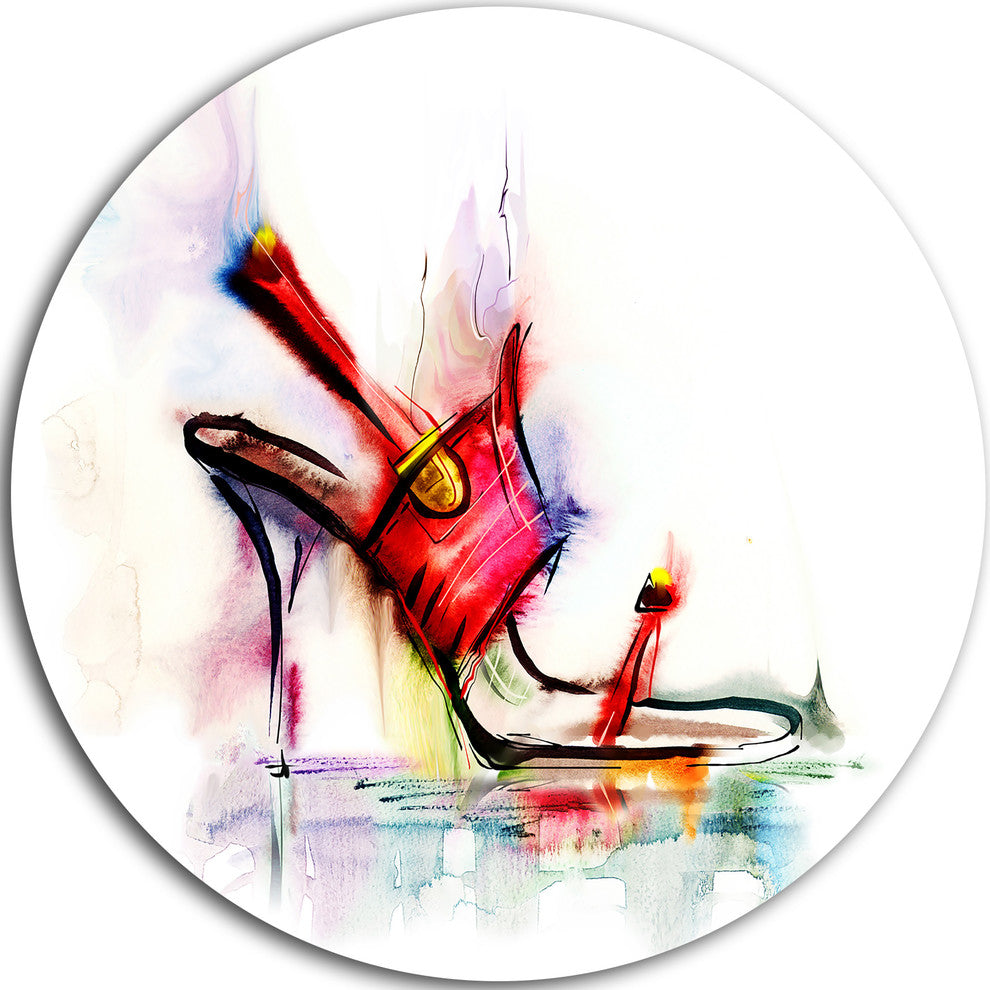 Red High Heel Shoe, Digital Disc Metal Artwork, 11"