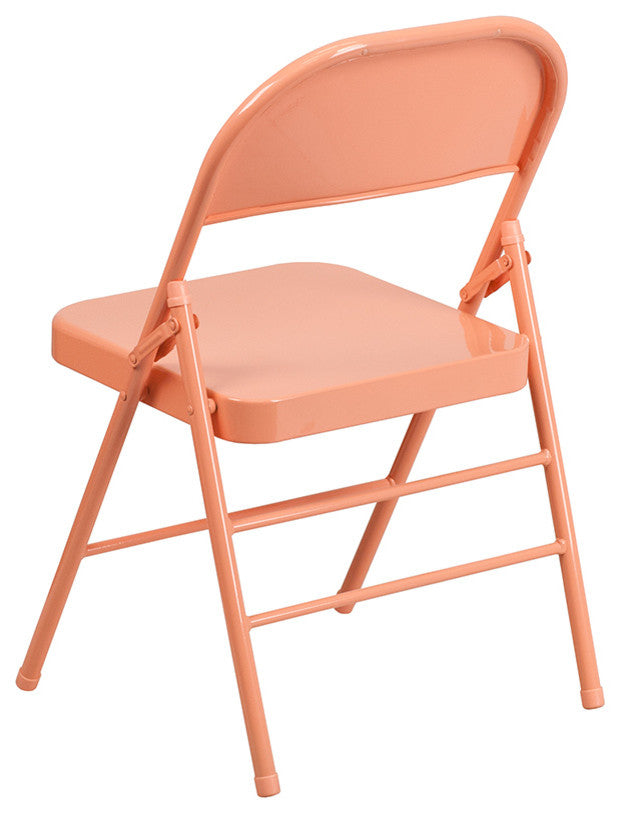 Sedona Coral Triple Braced and Double Hinged Metal Folding Chair, Set of 2