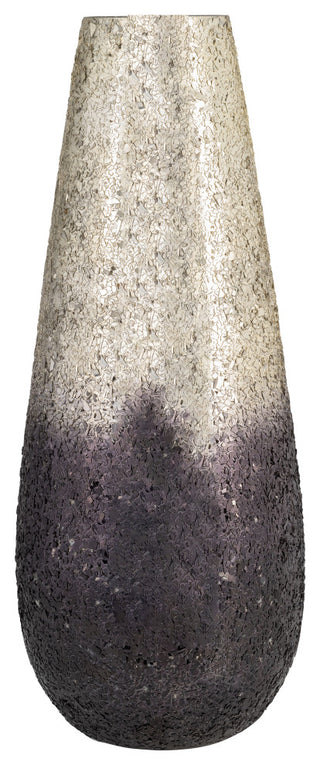 18" Crackled Vase, Gray Ombre