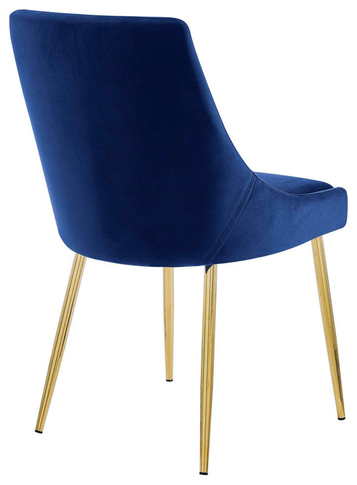 Viscount Performance Velvet Dining Chairs Set of 2 Gold Navy