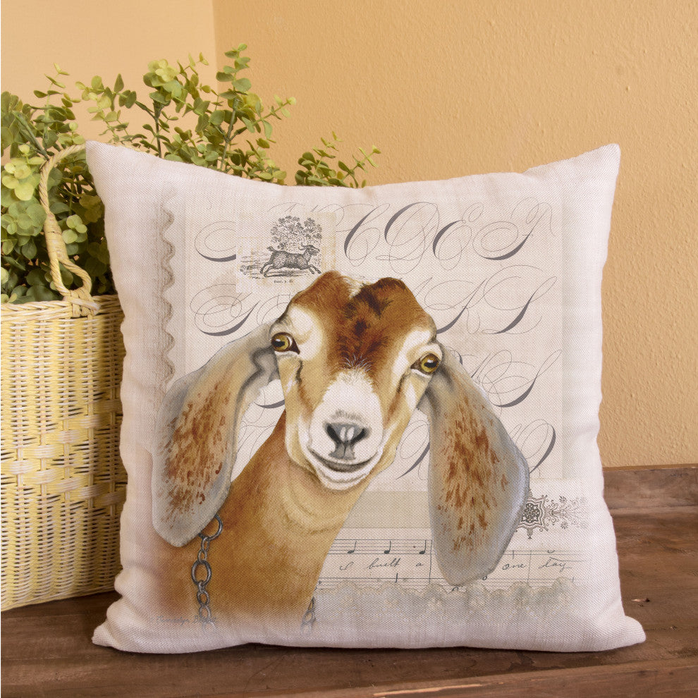 Country Life 18"x18" Goat Pillow, White