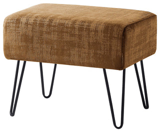 Textured Velvet Ottoman, Tobacco Brown