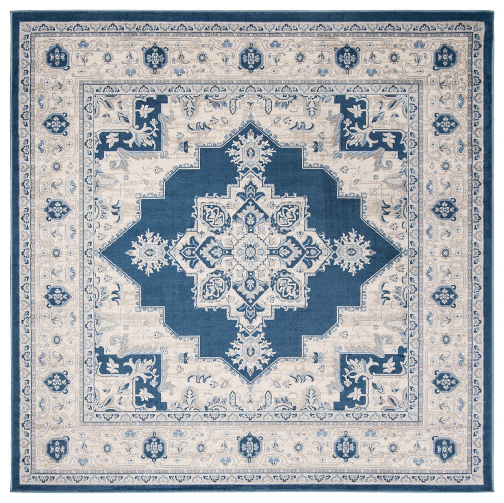 Safavieh Brentwood Bnt865N Rug, Navy/Creme, 6'7"x6'7" Round