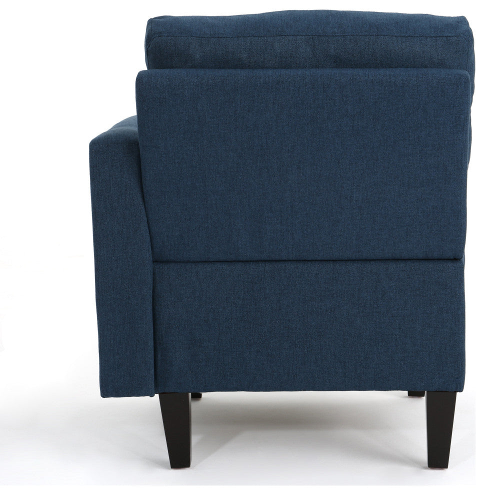 GDF Studio 7-Piece Niya Mid Century Modern Fabric Extended Sectional Sofa, Navy Blue