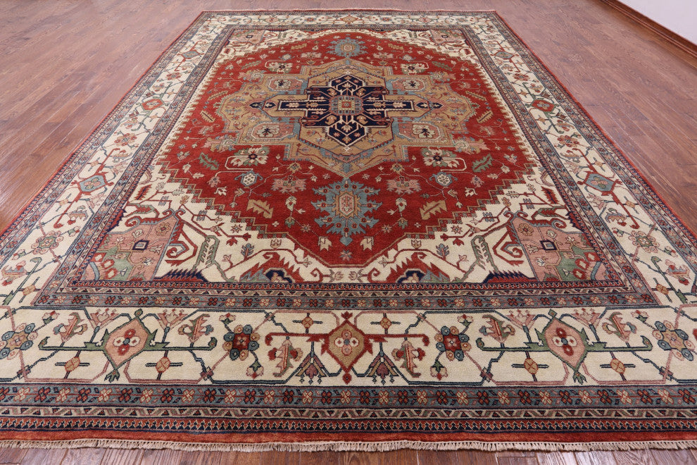11' 7" X 14' 11" Heriz Serapi Hand Knotted Wool Rug - Q16004
