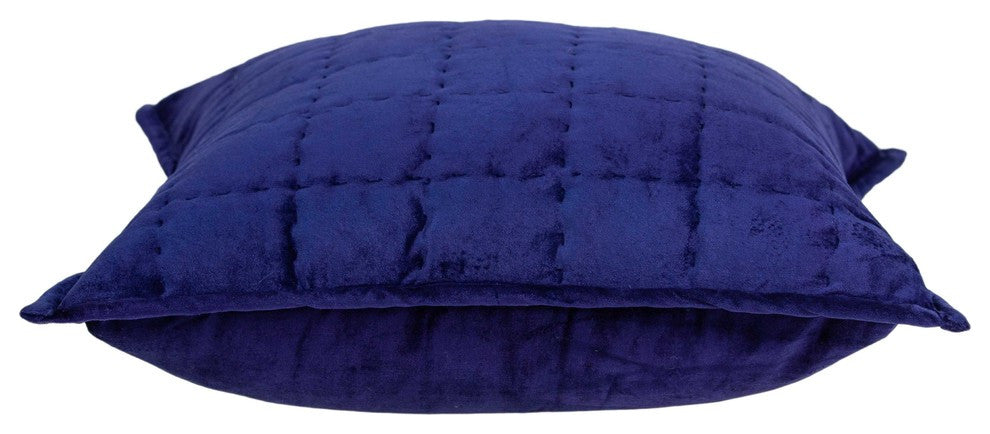20" X 7" X 20" Transitional Royal Blue Quilted Pillow Cover With Poly Insert