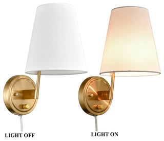 Brass Fabric Wall Lamp,Plug, Wall Lights Set of 2