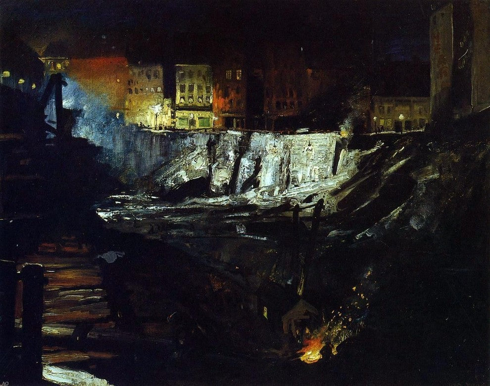 George Wesley Bellows Excavation at Night, 20"x25" Wall Decal